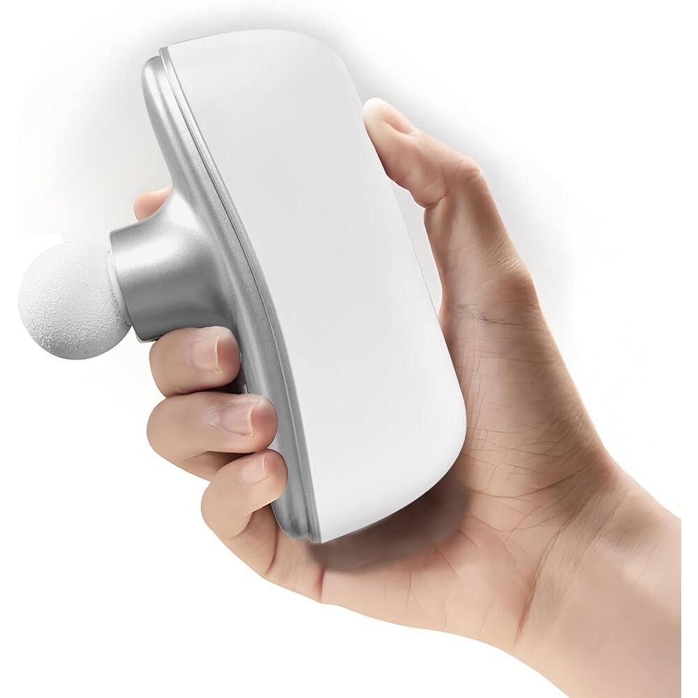 Front. Schertz - Mini Deep Tissue Massage Gun – Portable, Percussion, Silver-White.
