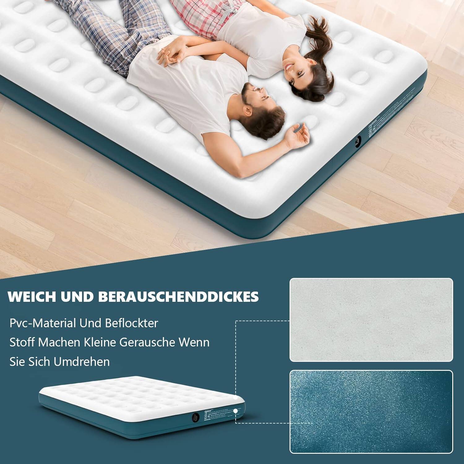 JHUNSWEN - Queen Air Mattress - Green & White