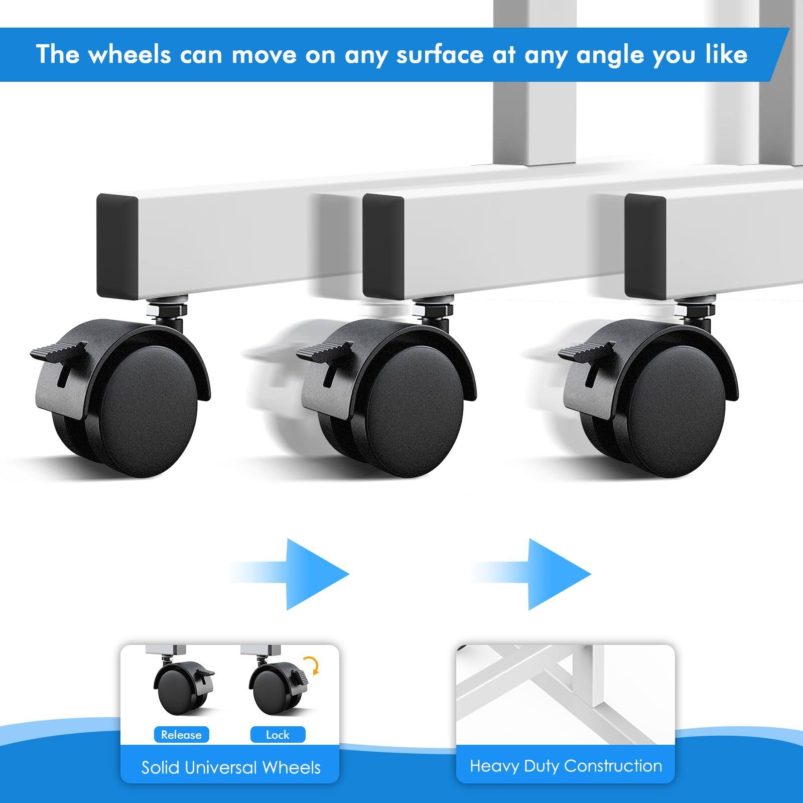 The wheels can move on any surface at any angle you like

Release Lock

Solid Universal Wheels

Heavy Duty Construction