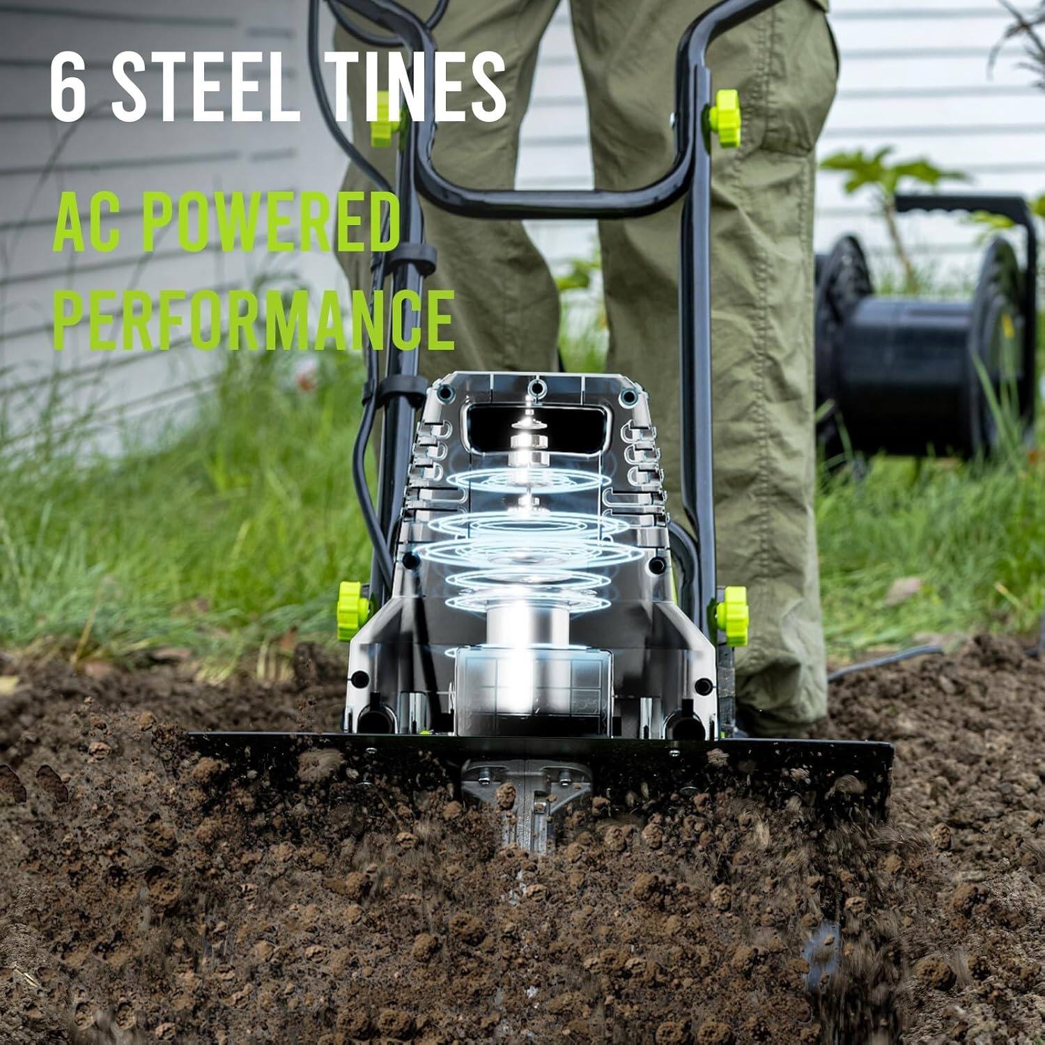 6 STEEL TINES  
AC POWERED PERFORMANCE