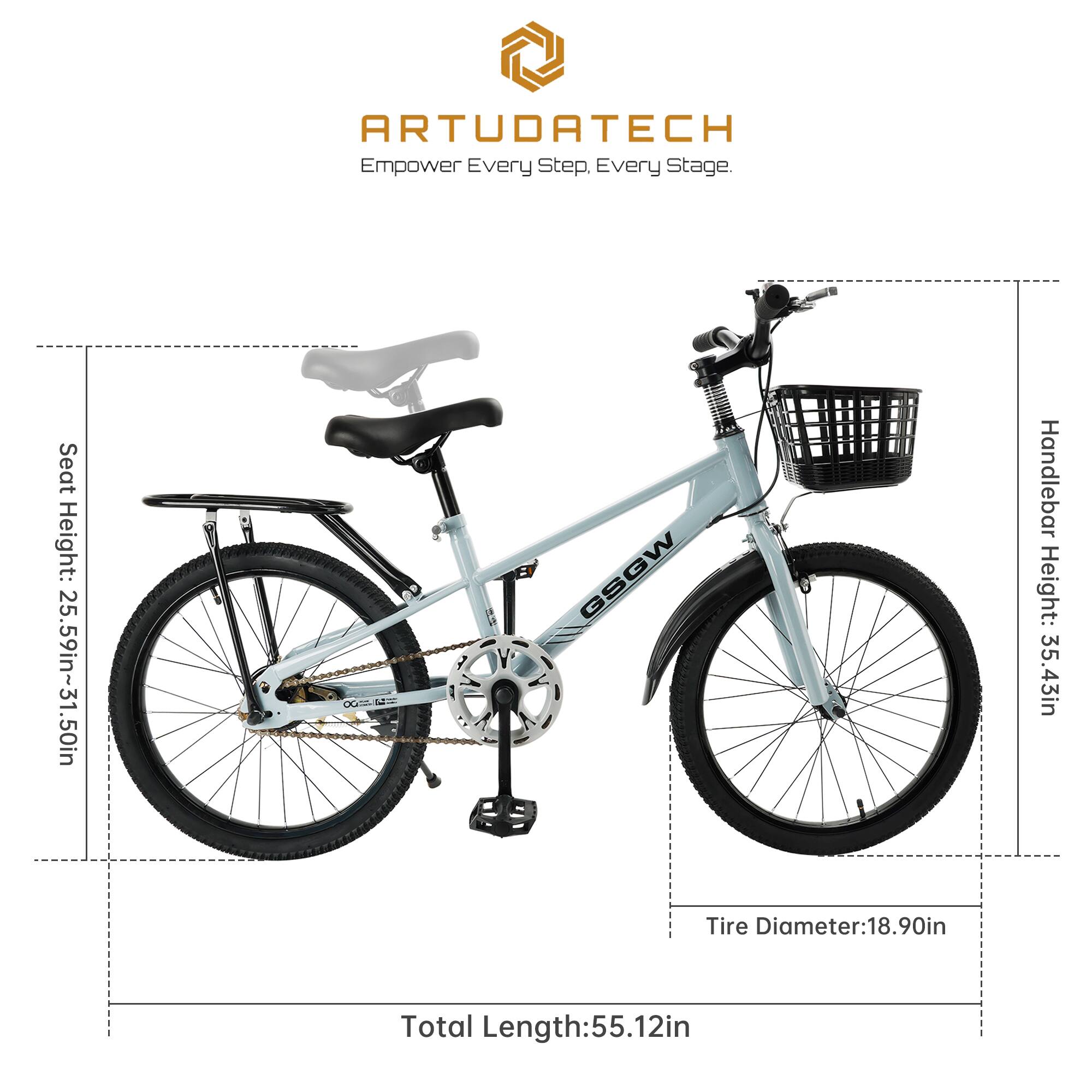 ARTUDATECH  
Empower Every Step, Every Stage.

Seat Height: 25.59in~31.50in  
Handlebar Height: 35.43in  
Tire Diameter: 18.90in  
Total Length: 55.12in