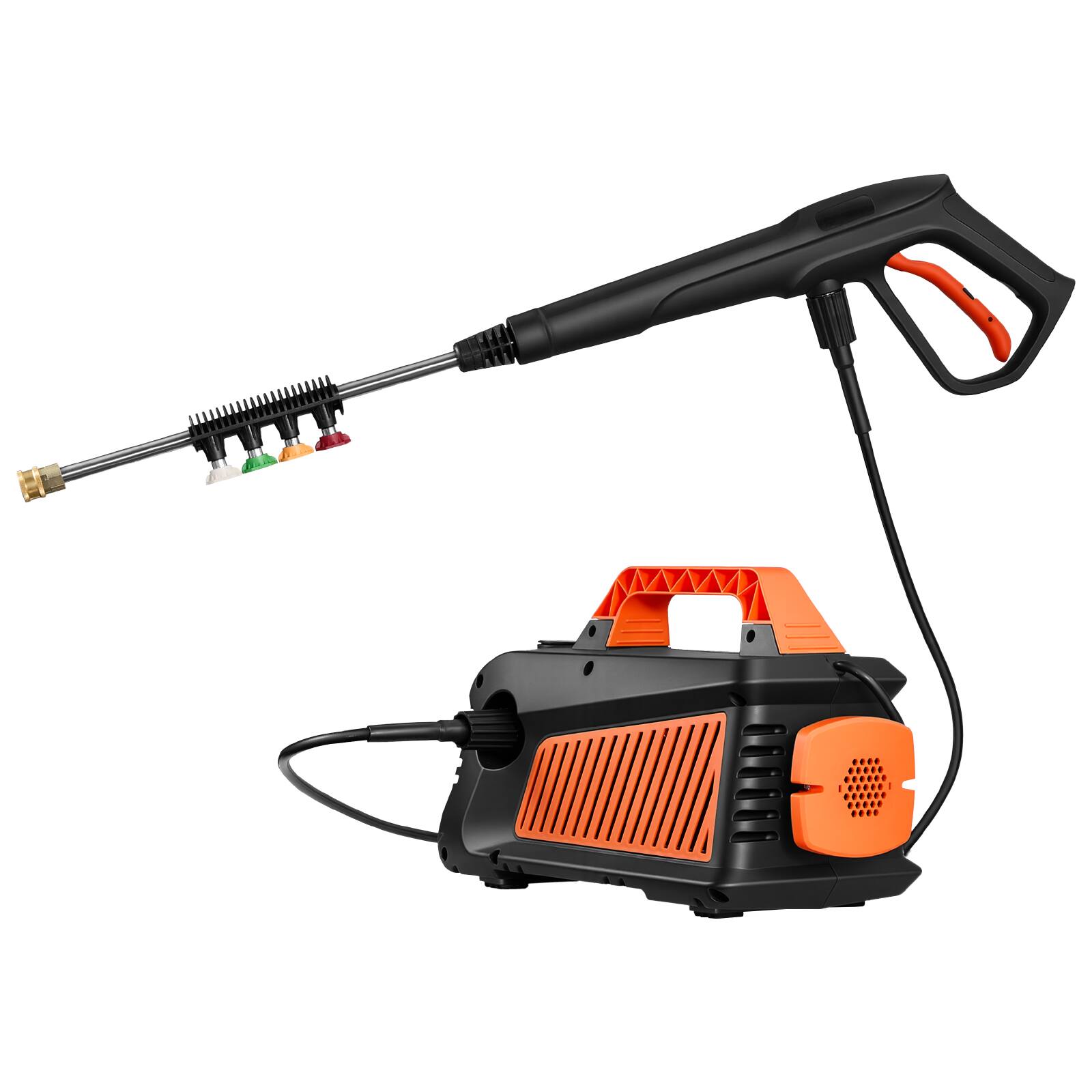 Alt View 5. VEVOR - Electric Pressure Washer, 2000 Max PSI 1.59 Max GPM, Portable Power Washer with 4 Nozzles, Metal Extension Wand - Black;Orange.