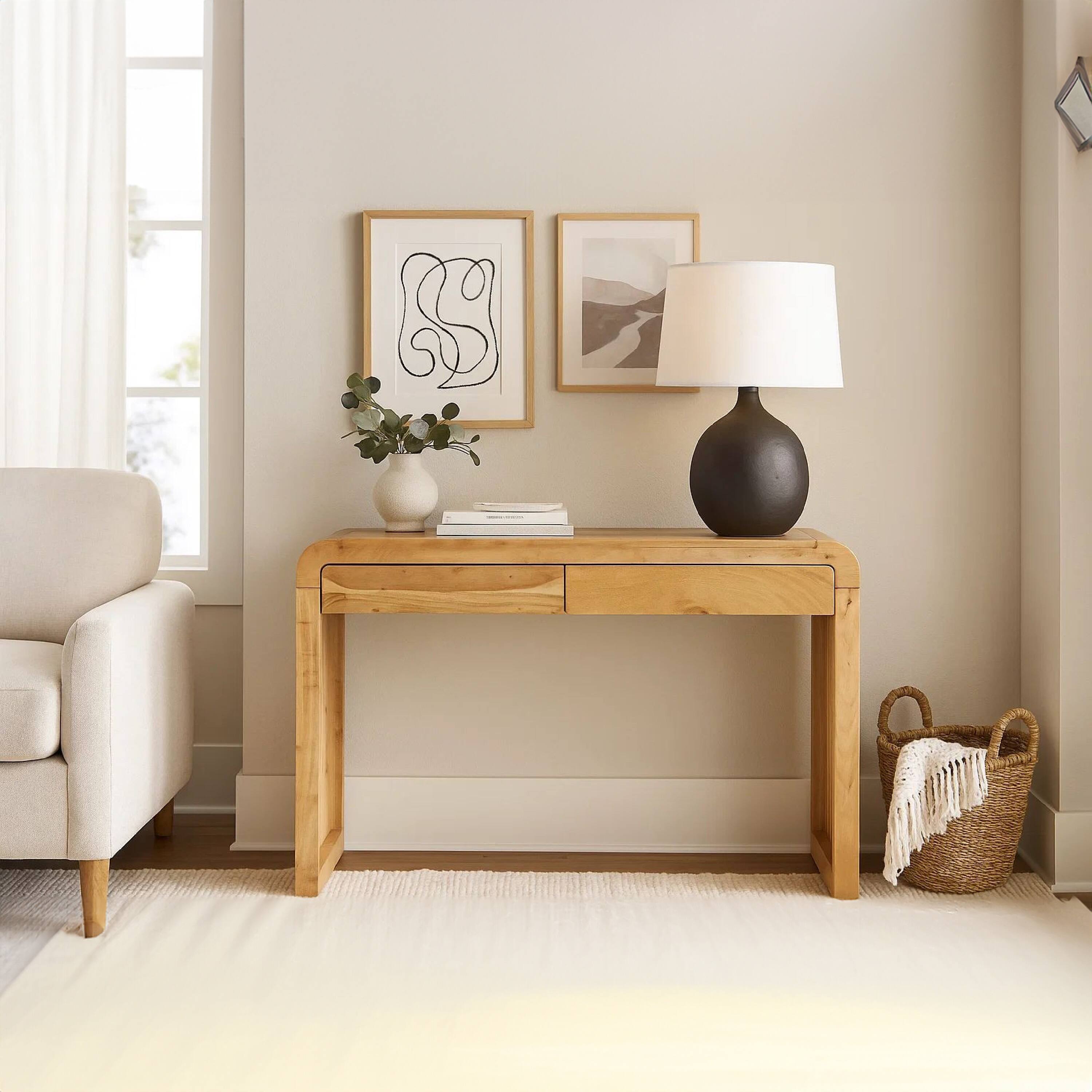 Alt View 7. Manhattan Lane - Arlow Console Table | 43" Wide Top | Handcrafted | Dual Drawer Storage - Brown.