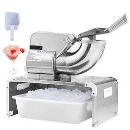 Glintex - Commercial Ice Crusher 661 lbs/hr, 300W Electric Snow Cone Maker with 4 Blades and Cover for Home & Commercial Use - Silver