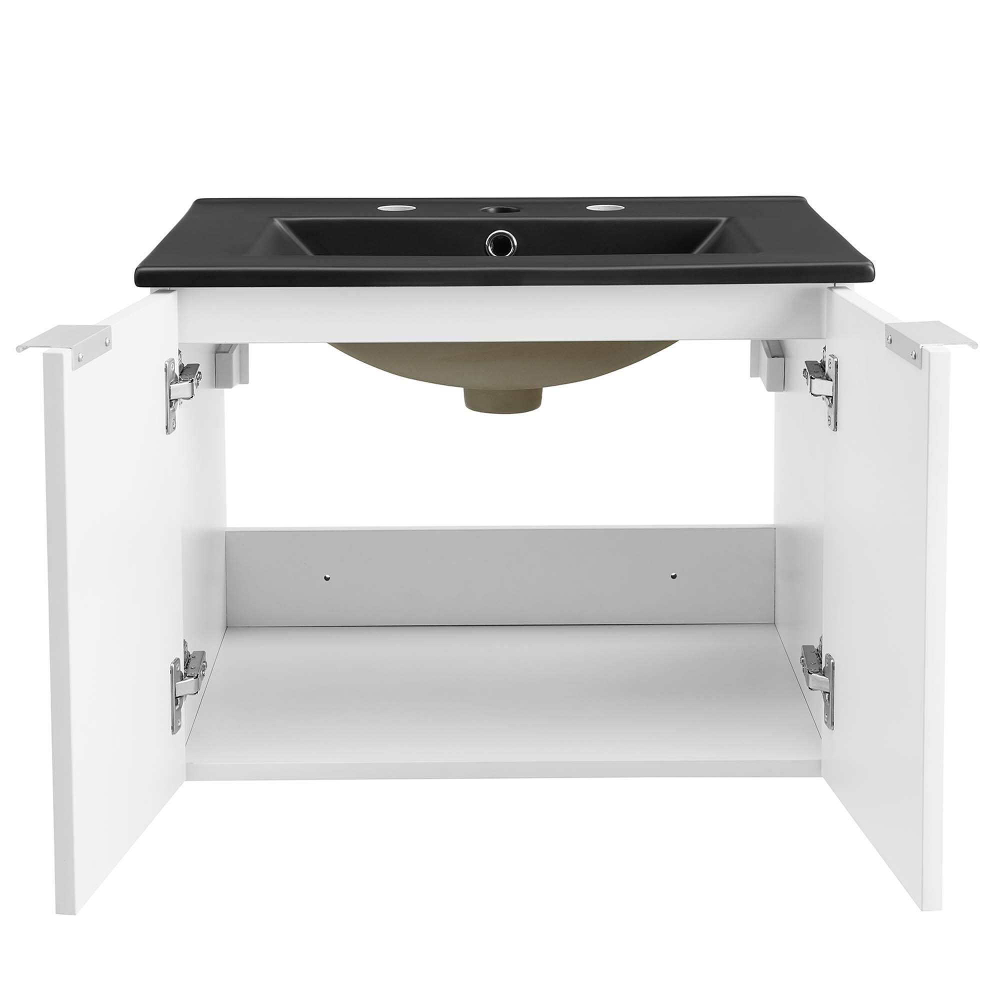 Alt View 4. Modway - Maybelle Wall-Mount Bathroom Vanity Basin Included - White Black.