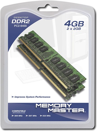  Memory Master - 2-Pack 2GB PC2-6400 DDR2 DIMM Memory Kit