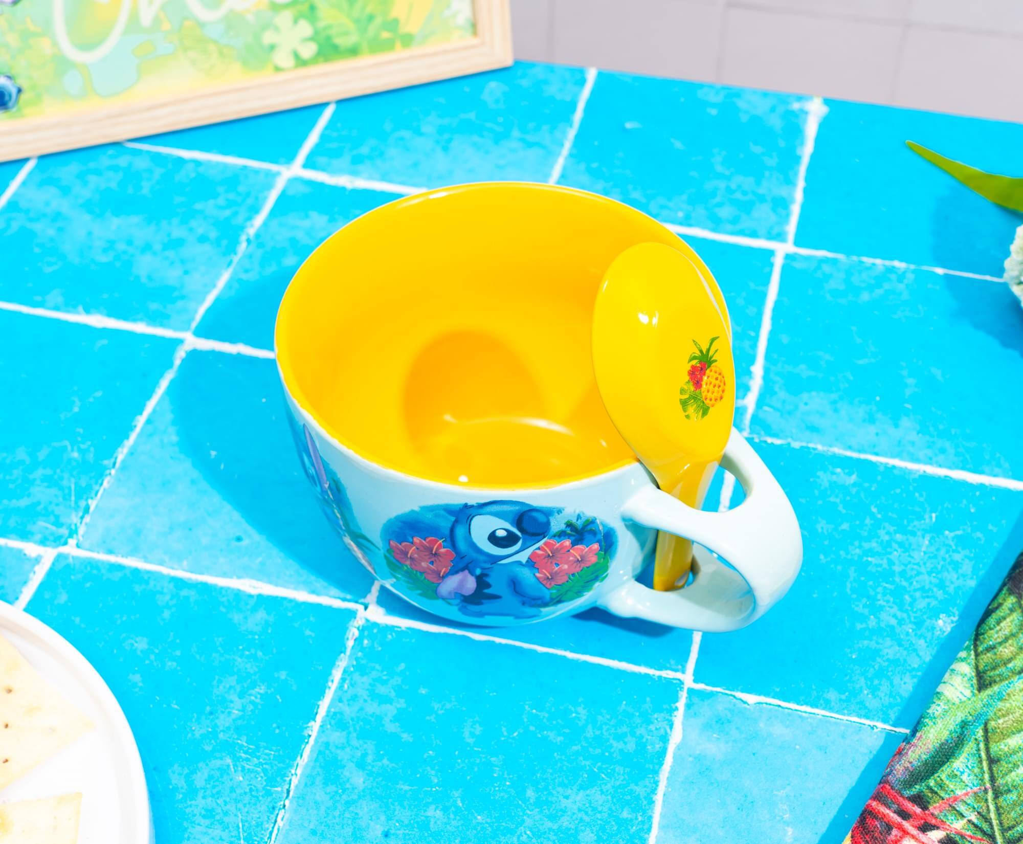 Alt View 4. Silver Buffalo - Disney Lilo & Stitch Tropical Ceramic Soup Mug With Spoon | Holds 24 Ounces - Blue.