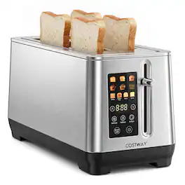 Costway - 4 Slice Toaster with 6ing Levels, 4 Bread Types, Crumb Tray for Breads - Silver 2 Slice