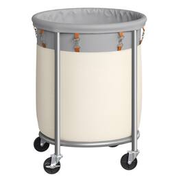 Songmics Home - 29-Gallon (110 L) Laundry Basket with Wheels - Dove Gray and Cream White