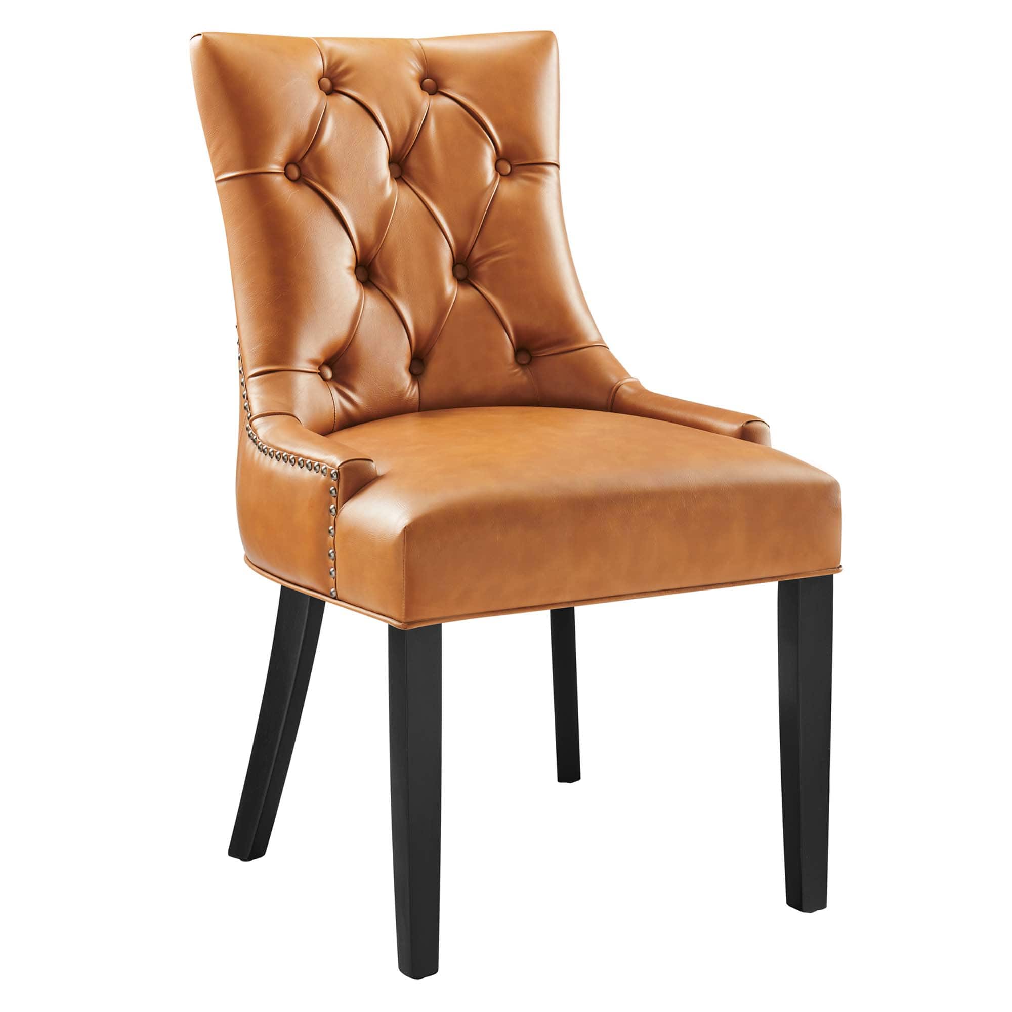 Regent Tufted Vegan Leather Dining Chair by Modway - Brown
