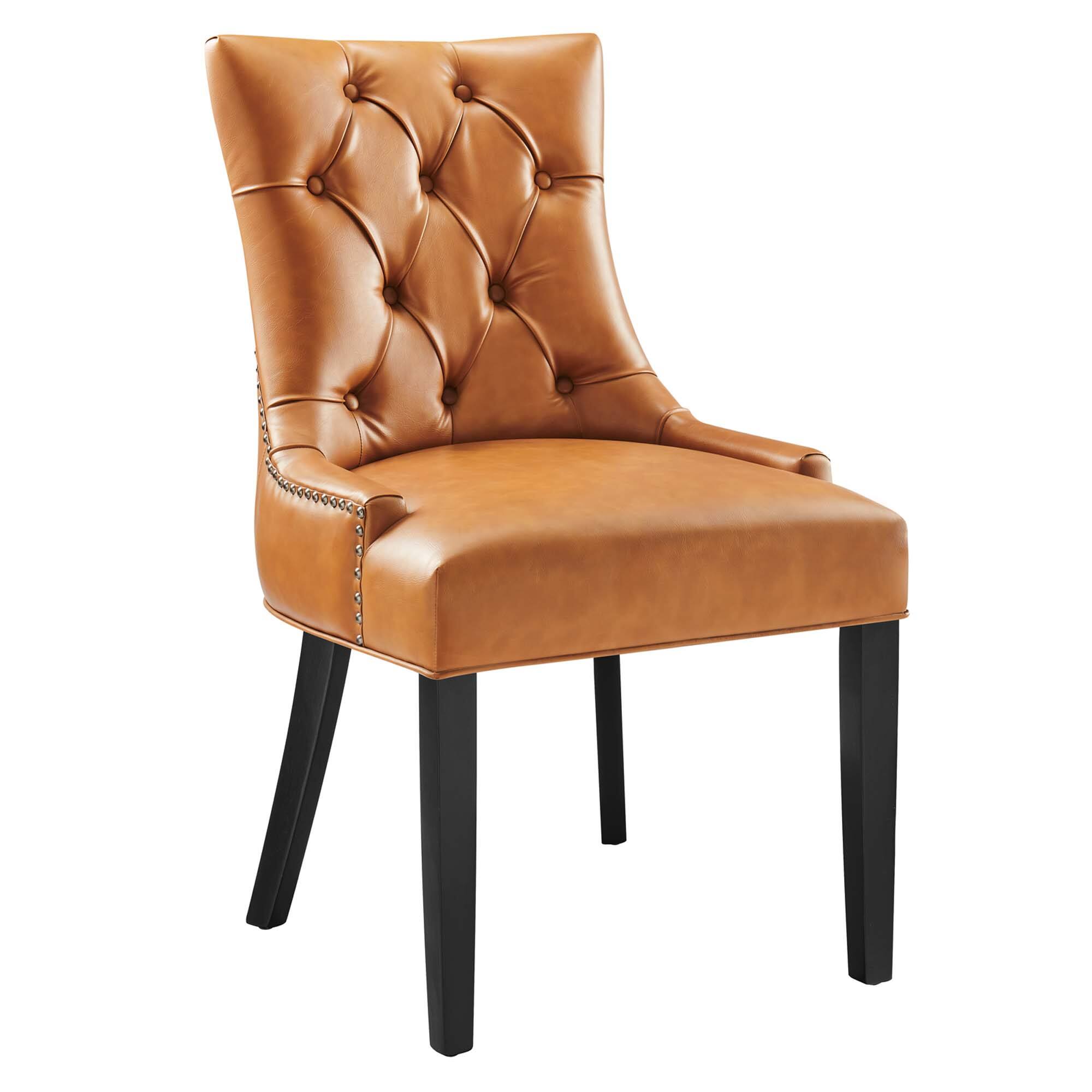 Front. Modway - Regent Tufted Vegan Leather Dining Chair by Modway - Brown.