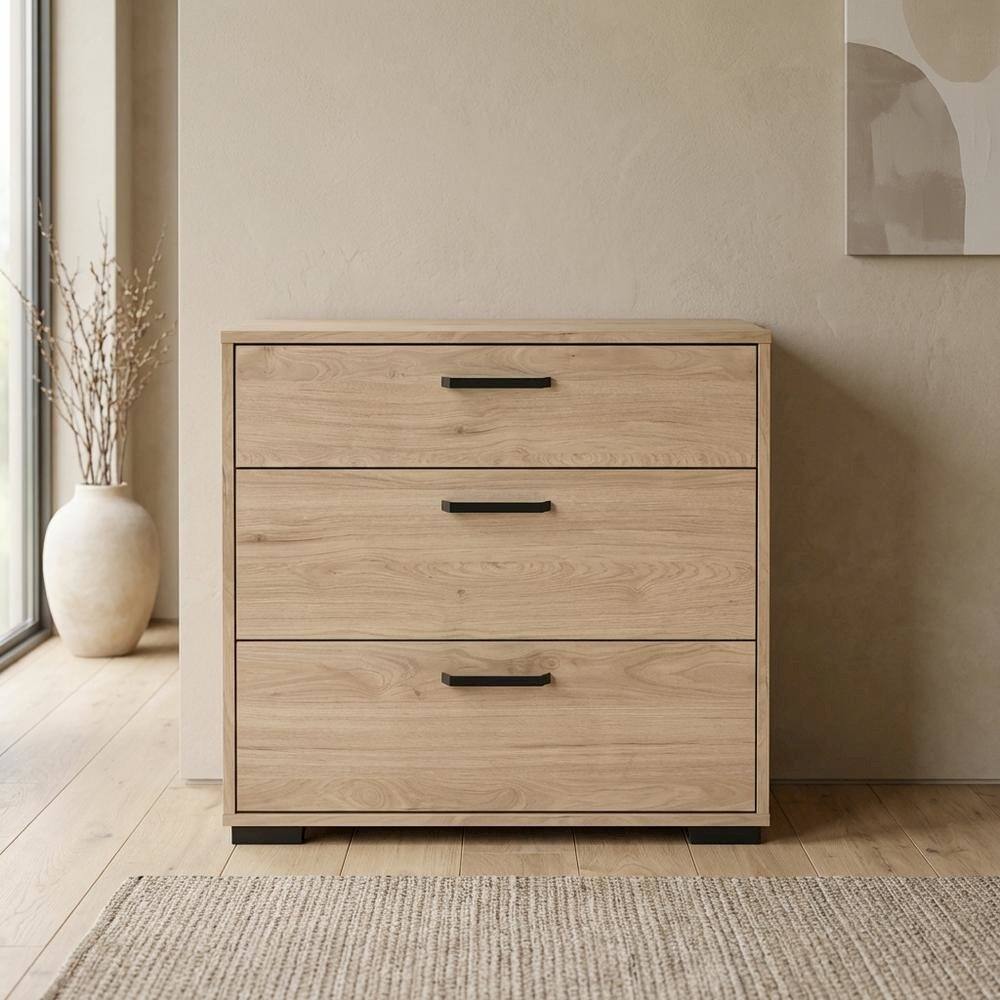 Back. FurniFact - Jackson Hickory 3-Drawer Chest - Jackson Hickory.