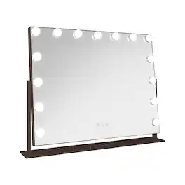 Zadro - Hollywood Makeup Mirror - 25" x 20" - 15 LED Light Bulbs with Dimmable Brightness - Chocolate