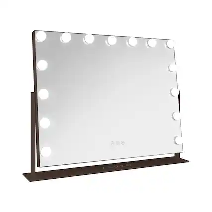 Front. Zadro - Zadro Hollywood Makeup Mirror - 25" x 20" - 15 LED Light Bulbs with Dimmable Brightness - Chocolate.