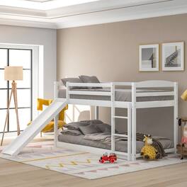 Loheer - Twin Over Twin Bunk Bed with Slide and Ladder - White