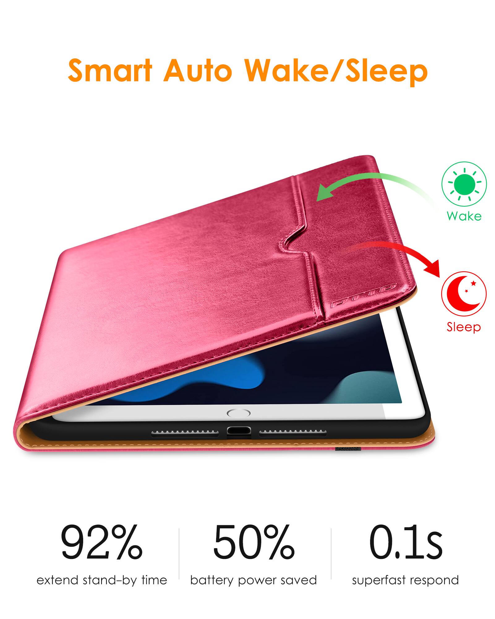 Smart Auto Wake/Sleep

- 92% extend stand-by time
- 50% battery power saved
- 0.1s superfast respond

Wake
Sleep
