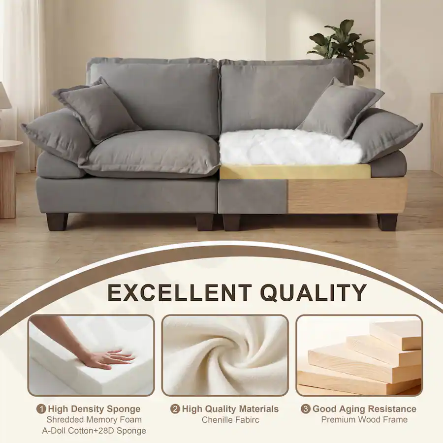 Anysun L 3 seat Shape Chenille Cloud Sectional with Sailboat Design 1 ...