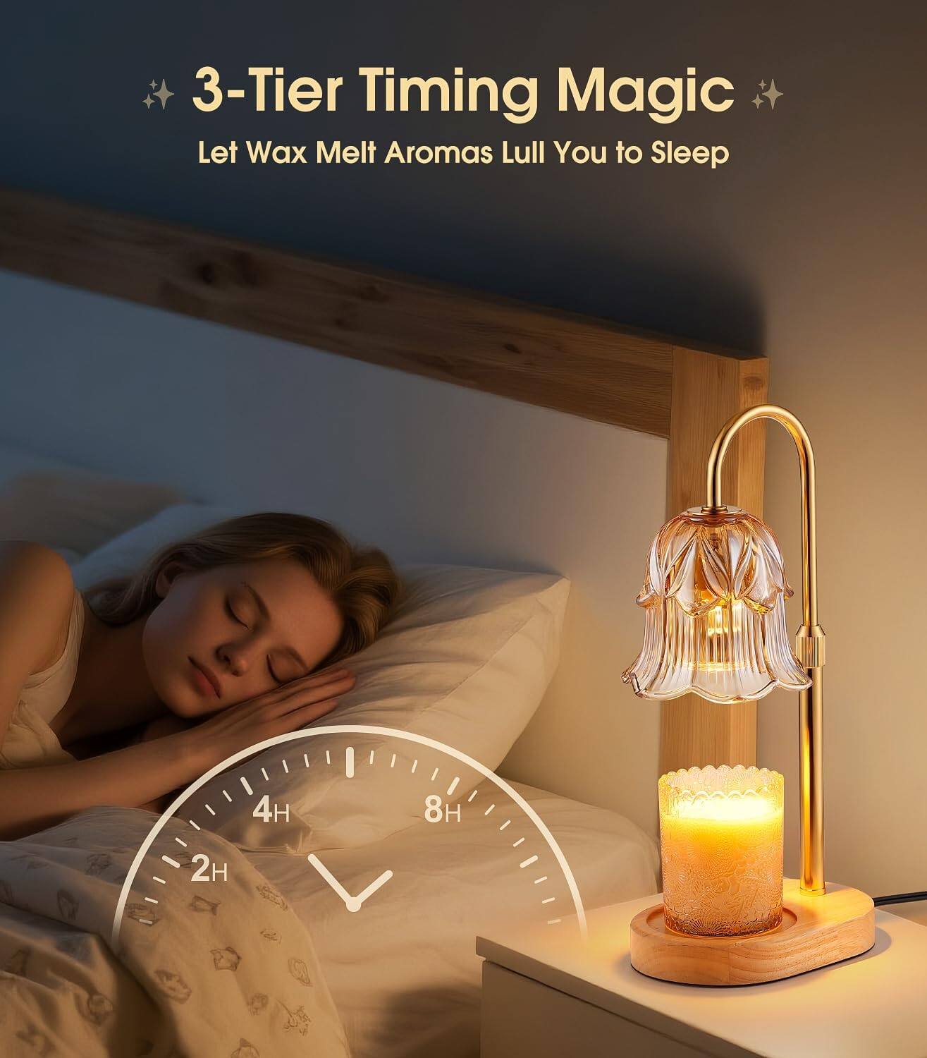 3-Tier Timing Magic  
Let Wax Melt Aromas Lull You to Sleep  

4H 8H 2H