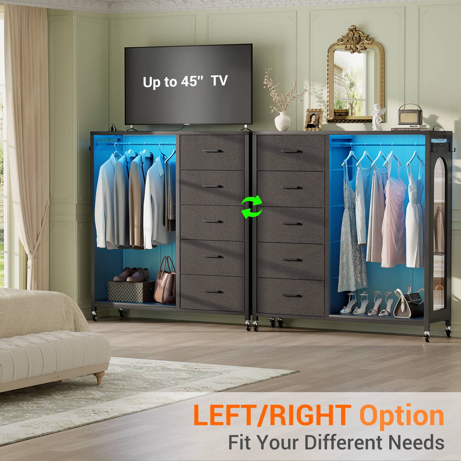 Up to 45" TV

LEFT/RIGHT Option
Fit Your Different Needs