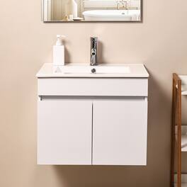 24inch Modern Wall Mounted Bathroom Vanity with Ceramic Basin and Faucet