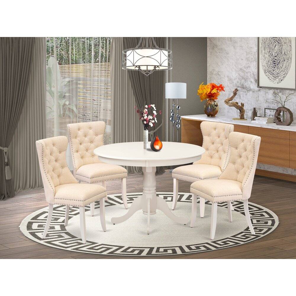 Alt View 7. East West Furniture - 5 Piece Kitchen Table & Chairs Set - White.