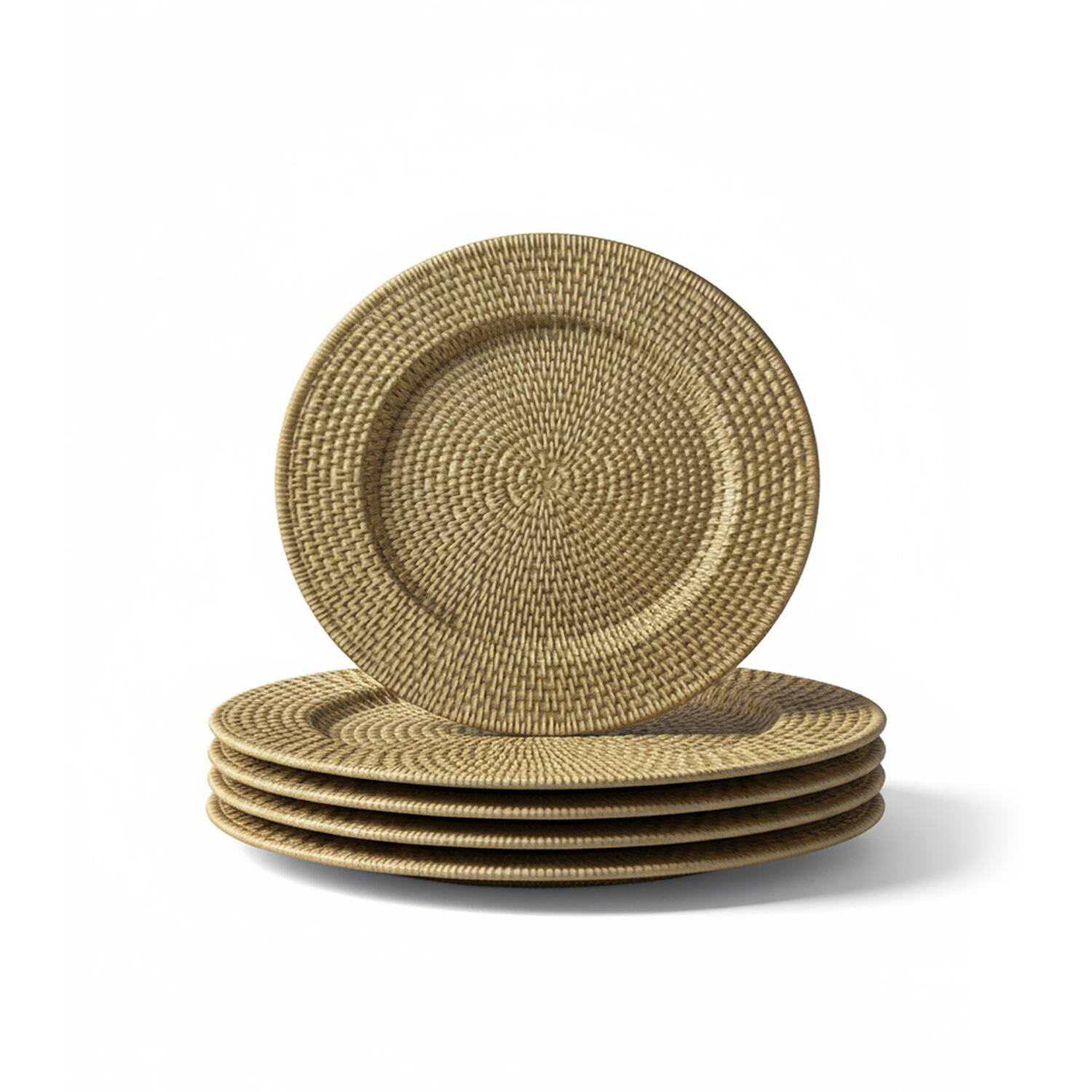 Angle. American Atelier - Suzani Gold Plated Set of 4 Charger Plates 13"D - Gold.