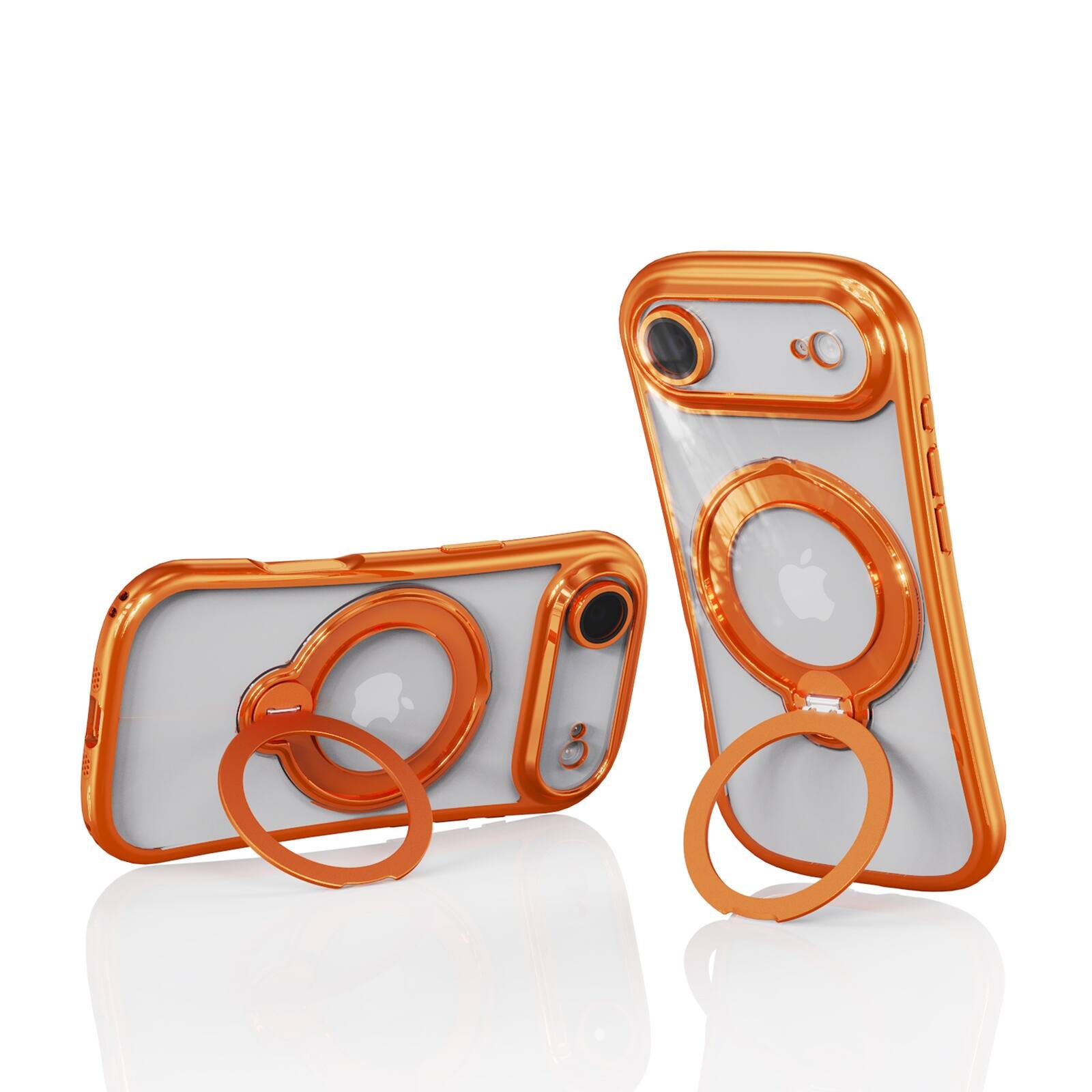 Alt View 1. Dteck - Magnetic Case for Apple iPhone Air with 360 Ring Stand and Strap, Shockproof TPU Phone Cover Built-in Lens Protector - Orange.