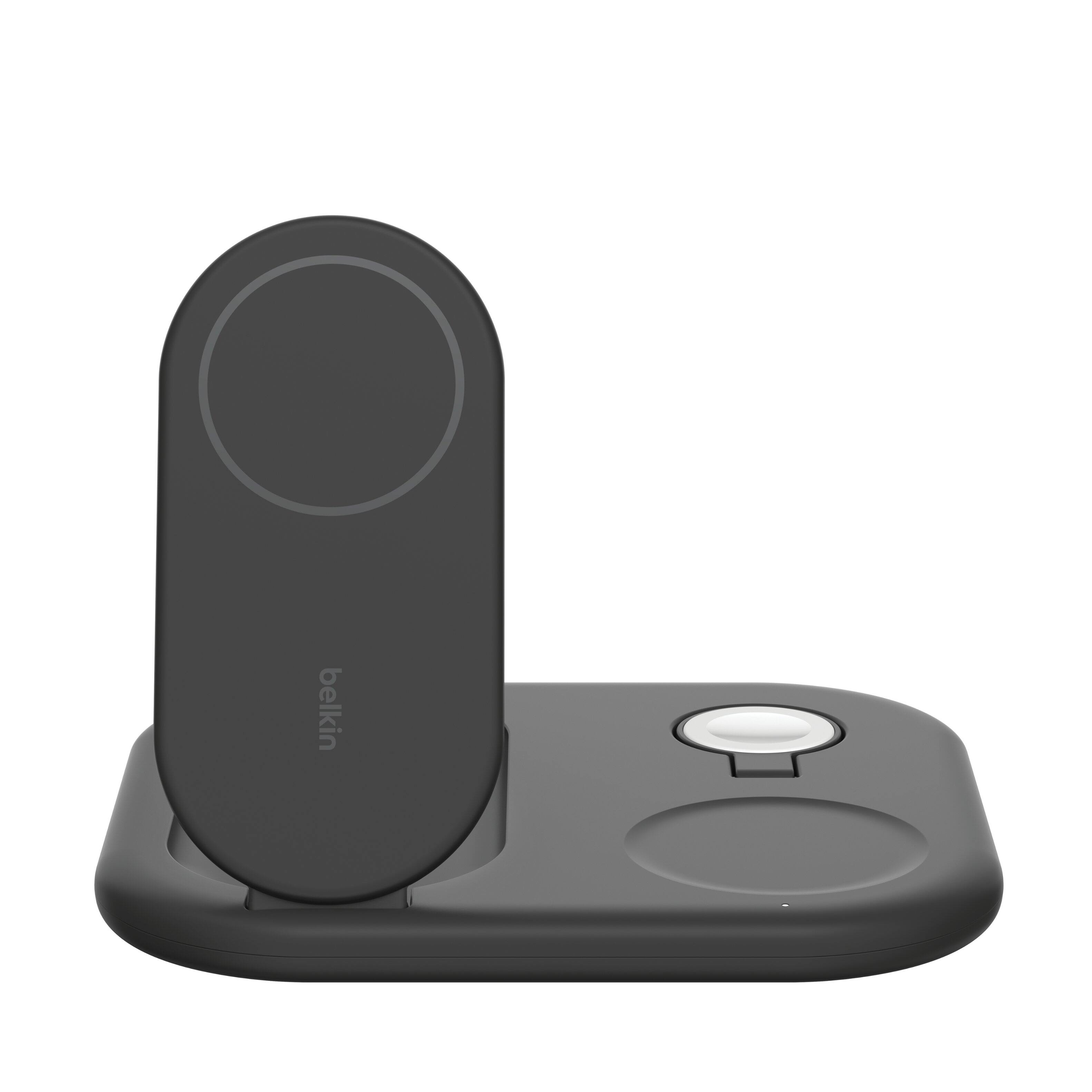 Alt View 11. Belkin - 3-in-1 15W, Foldable Magnetic Qi2 Charging Station for iPhone 17, Apple Watch, AirPods, and More, w/Non-Slip Base & PSU - Black.