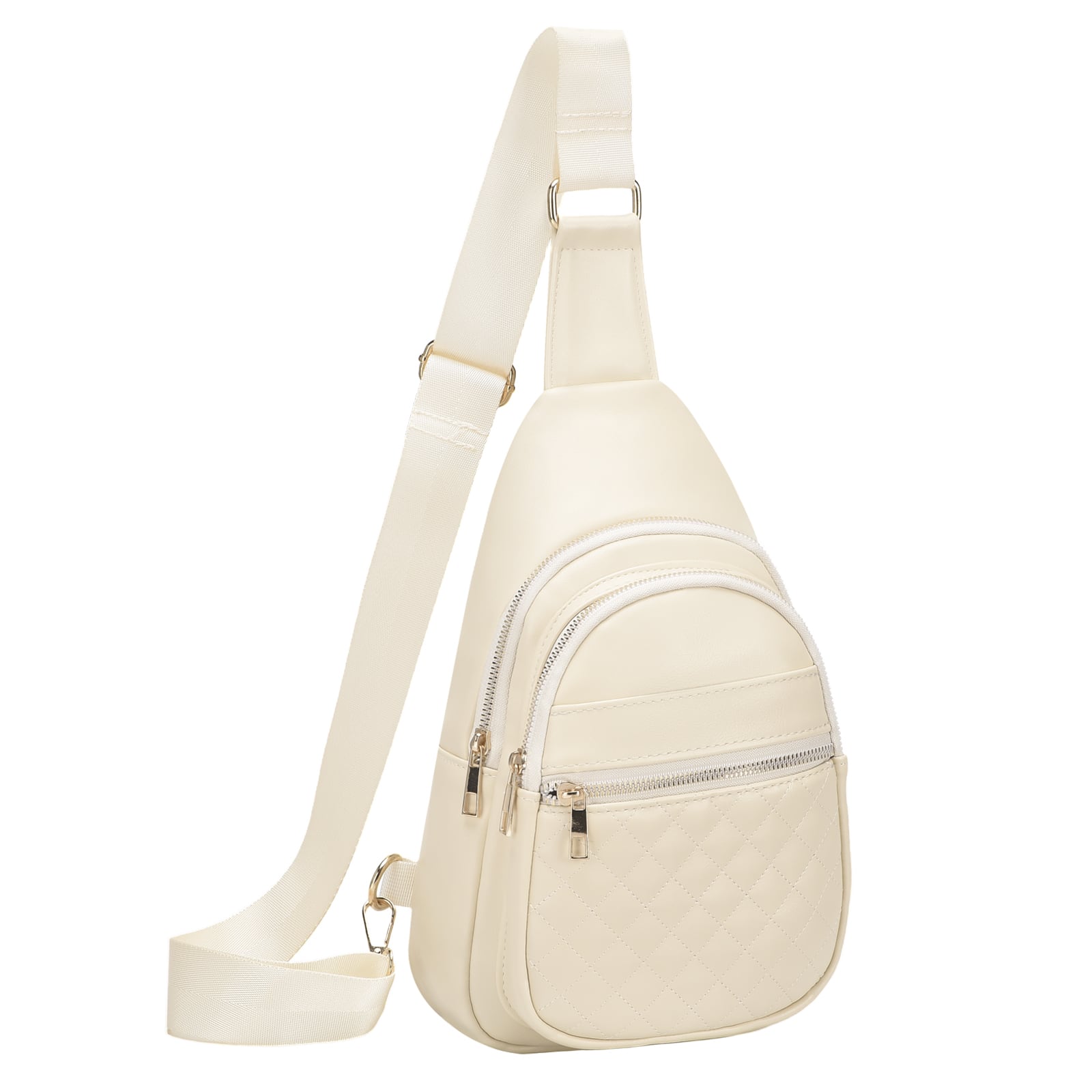 Unique Bargains - Crossbody Bags for Women Men Leather Sling Bag Cross Body Backpack for Women Casual Chest Bag Daypack for Travel Hiking - White