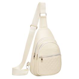 Unique Bargains - Crossbody Bags for Women Men Leather Sling Bag Cross Body Backpack for Women Casual Chest Bag Daypack for Travel Hiking - White