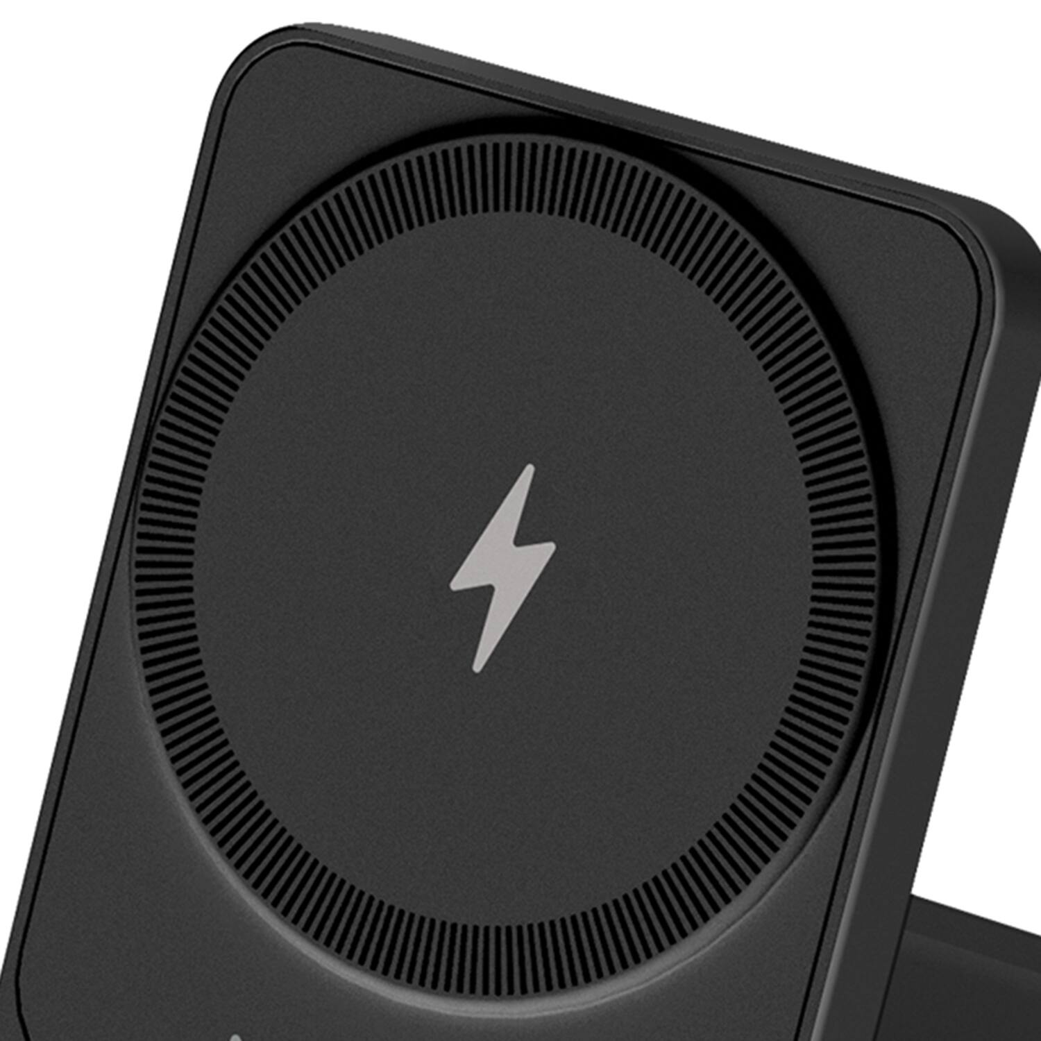 Left. Xyst - MagStation 3-in-1 Foldable Wireless Charging Dock, 15W Fast Charge - Black.