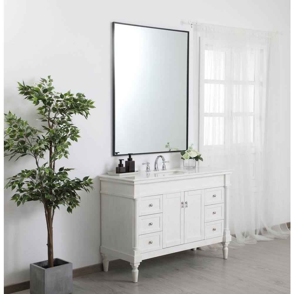 Alt View 1. Elegant Decor - Metal frame rectangle mirror 36 inch in Black - Black.