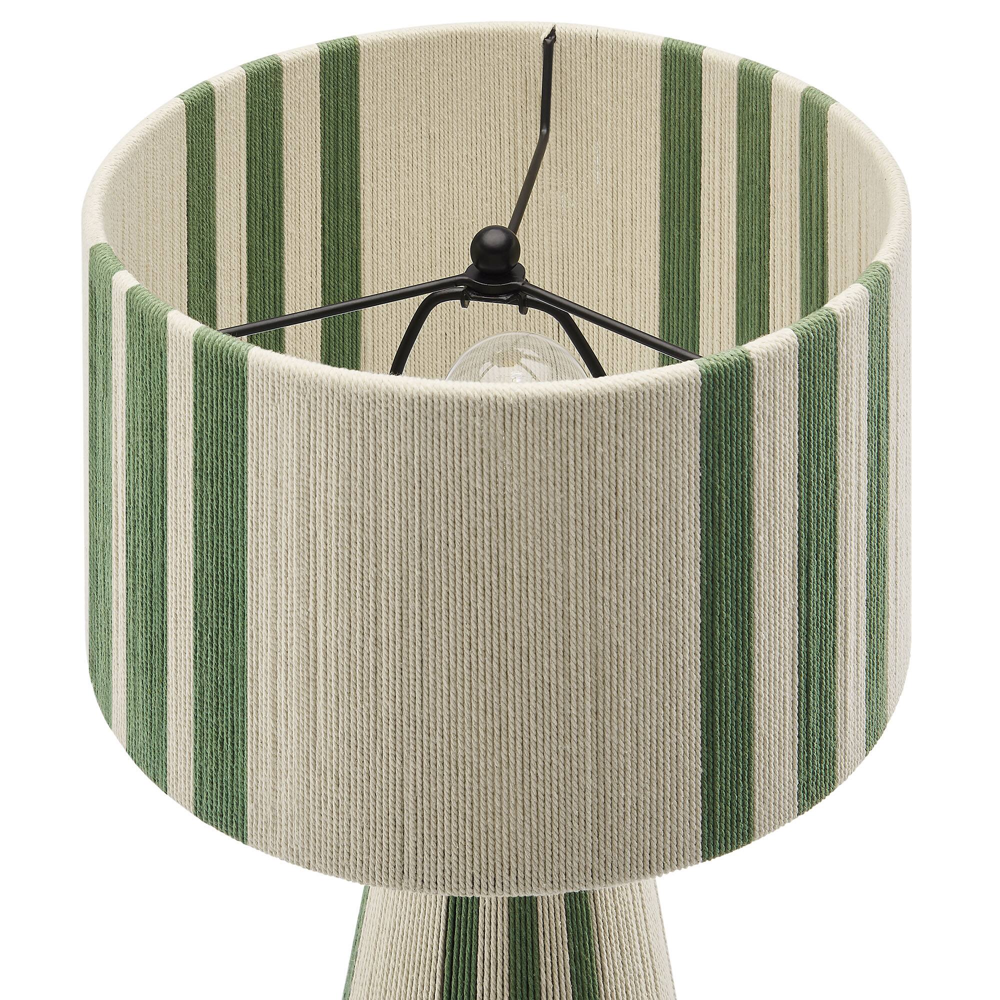 Alt View 5. Modway - Gia Handwoven Cotton Thread Striped or Plain Table Lamp by Modway - Basil Green.