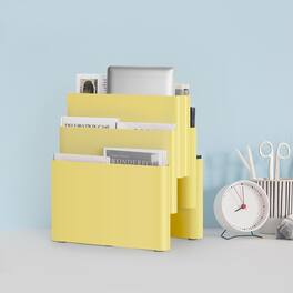 Oumilen - 6-Slot Multifunctional File & Magazine Organizer - Desktop Storage Rack for Home and Office - Yellow