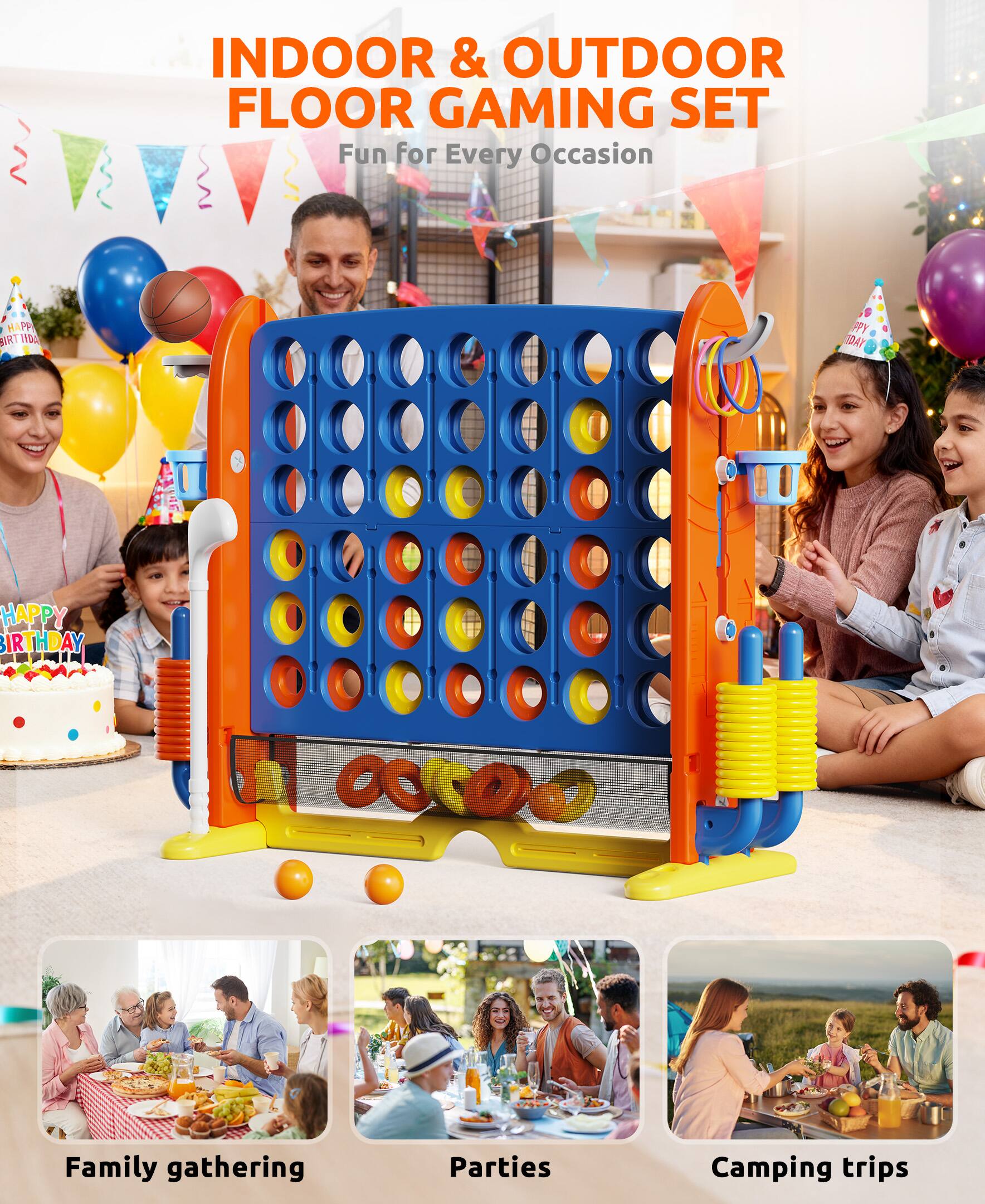 INDOOR & OUTDOOR FLOOR GAMING SET  
Fun for Every Occasion  

Family gathering  
Parties  
Camping trips