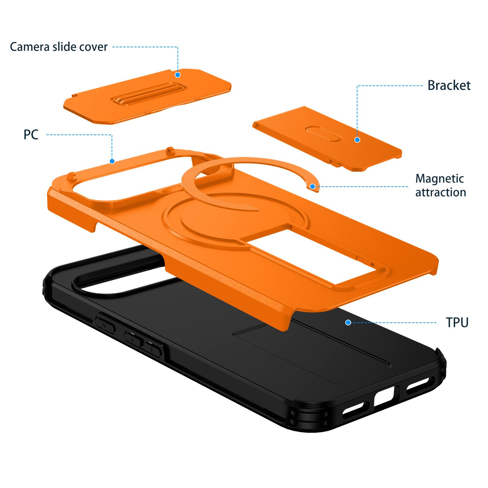 Camera slide cover  
Bracket  
PC  
Magnetic attraction  
TPU
