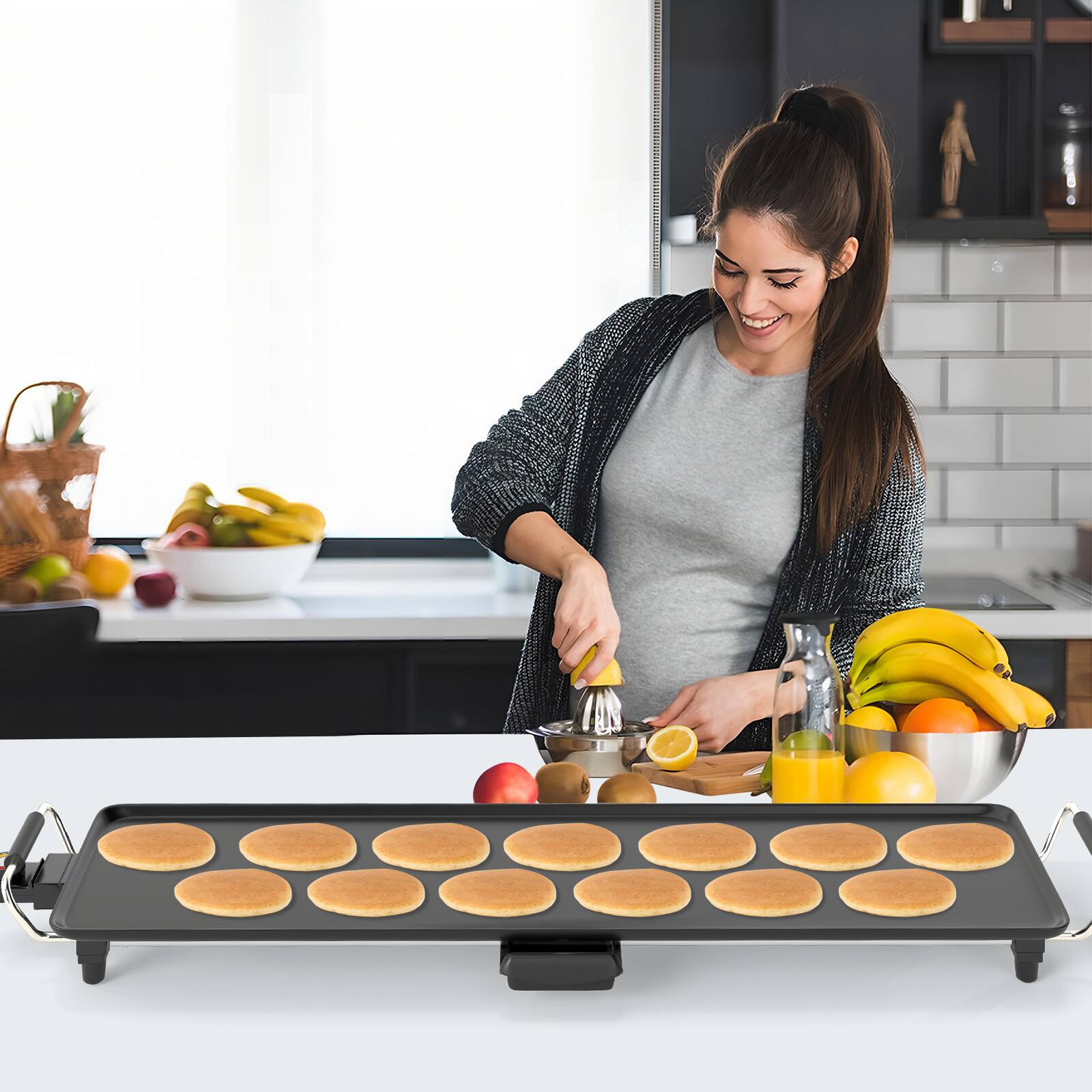 Alt View 1. Gymax - Gymax 27'' Large Electric Griddle w/ Adjustable Temperature Thermostats and Drip Tray - Black.