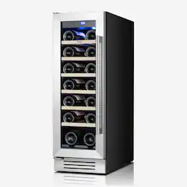 Yeego - 12 inch Wine Cooler Refrigerator with 18-Bottle Built-In/Freestanding for Home Bar, - Stainless Steel