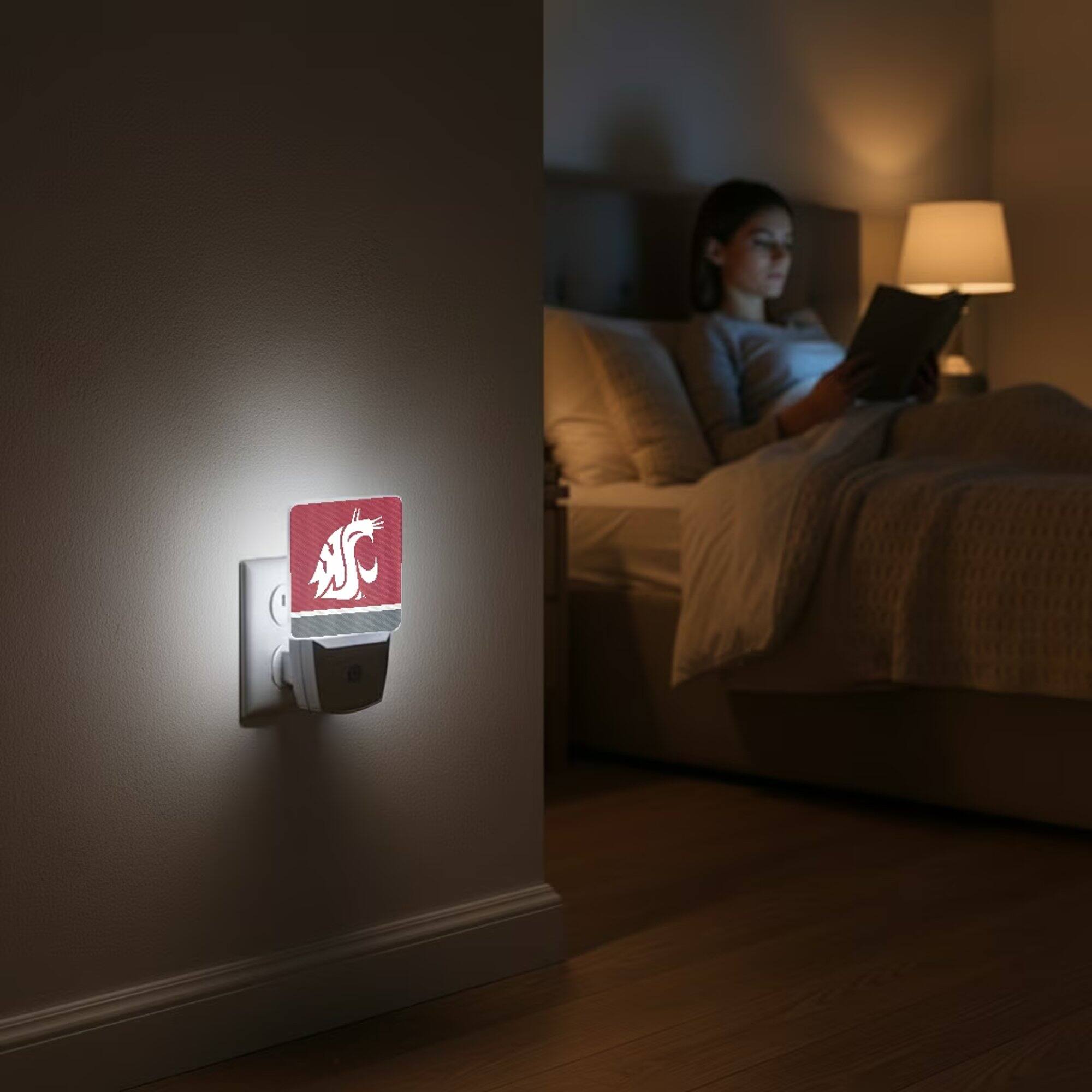 Alt View 3. Keyscaper - Washington State Cougars Stripe Design Nightlight 2-Pack - Multicolor.