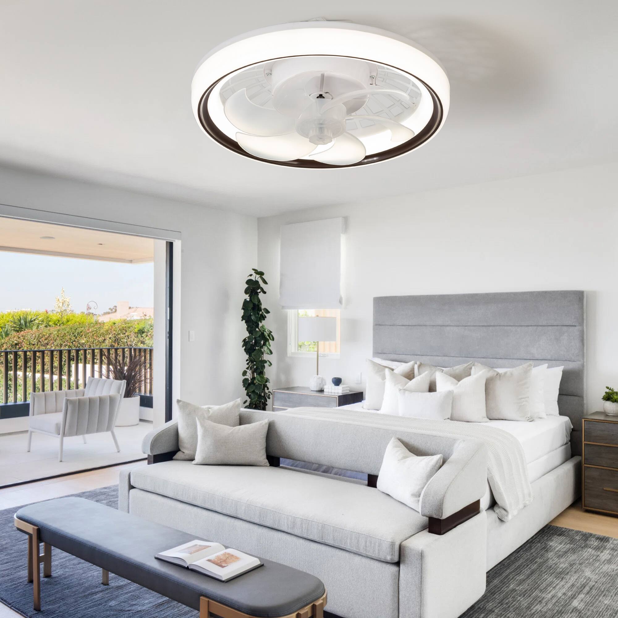 Alt View 2. Breezary - Breezary 13-Inch Multi-Directional Ceiling Fan, 3-Color Light, 7 ABS Blades, DC Motor, 6-Speed Remote & Memory Function - Matte White.
