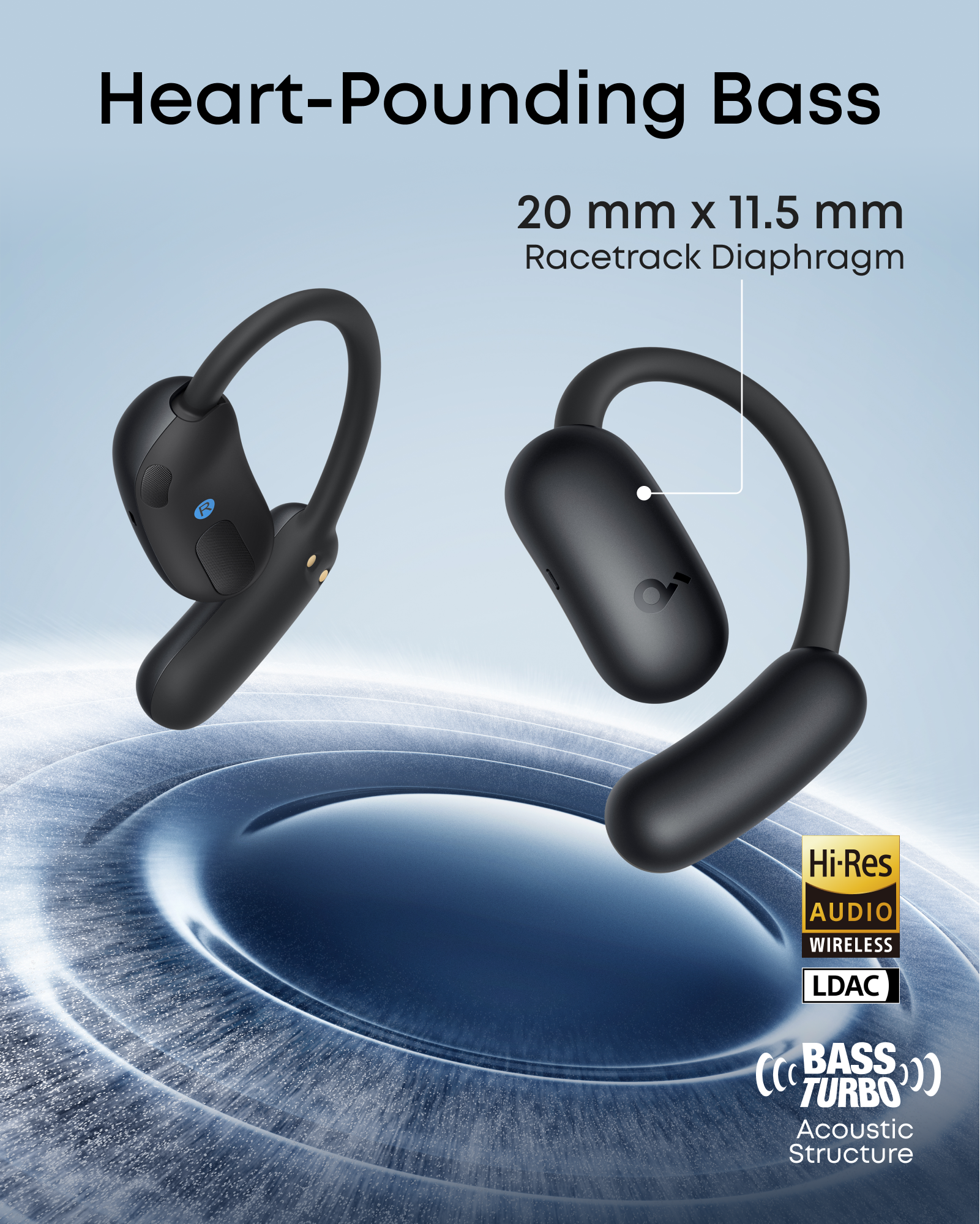 Soundcore by Anker AeroFit 2 Open Ear Headphones with Adjustable