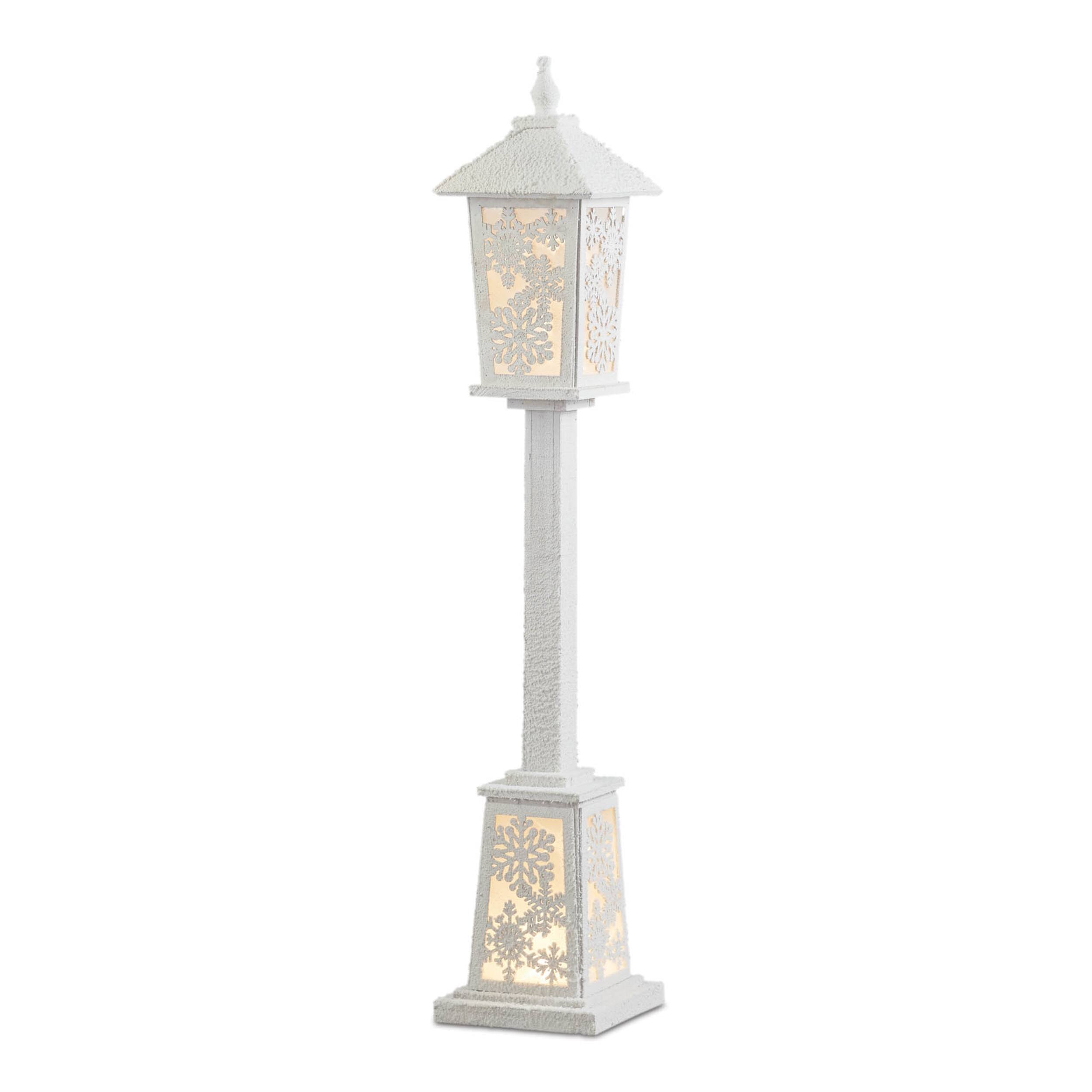 Front. BreeBe - LED Winter Lantern Post 48"H - White.