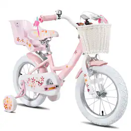 JOYSTAR - Unicorn 12 Inch Kids Bike for Girl Boy Ages 2-4, Toddler Bicycles with Training Wheels & Basket, Doll Seat - Pink