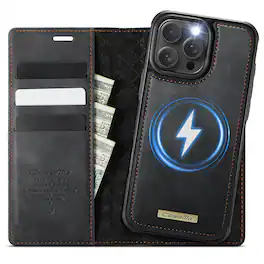 Dteck - for iPhone 16 Pro Detachable Wallet Case, 2 in 1 PU Leather Flip Folio Case with RFID Blocking Phone Cover - Black