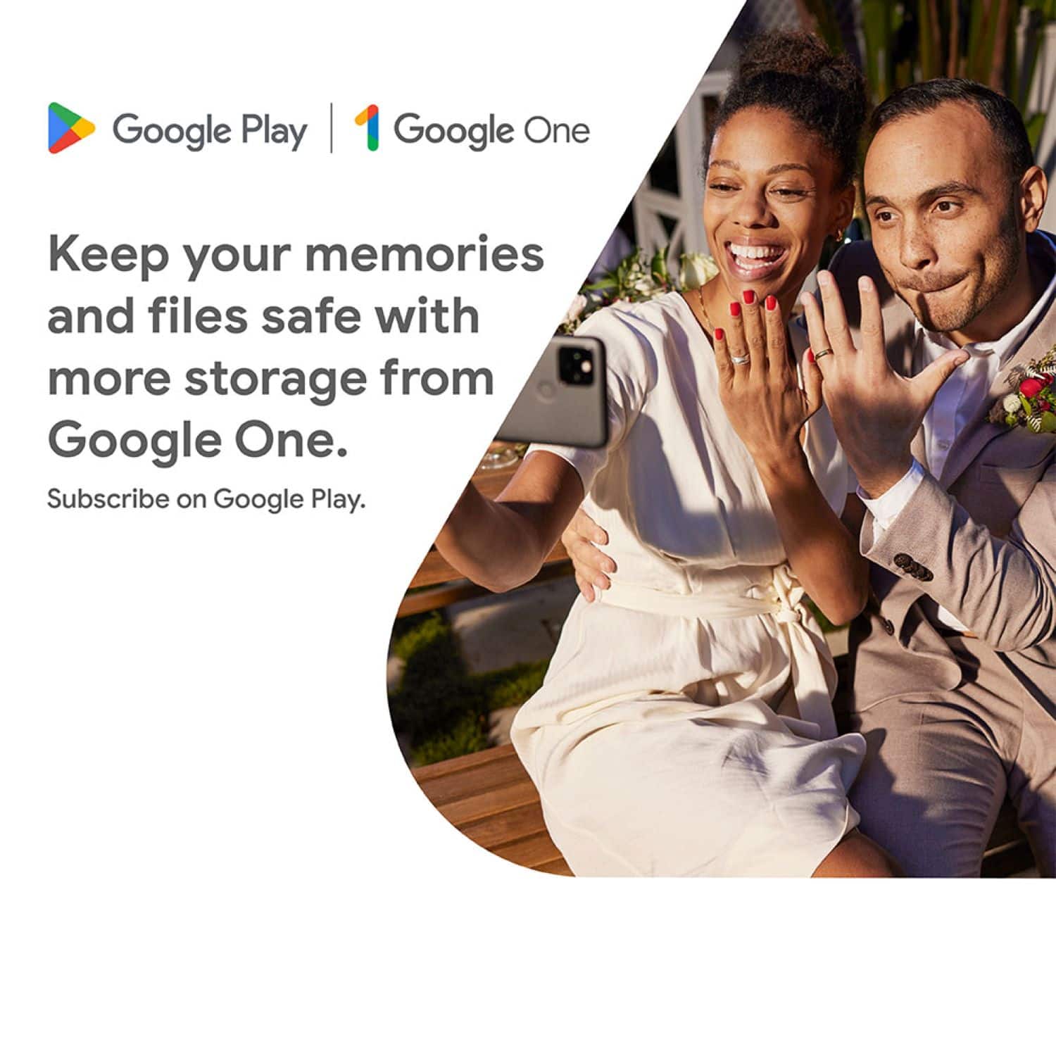 Google Play Google One Keep your memories and files safe with more storage from Google One. Subscribe on Google Play.
