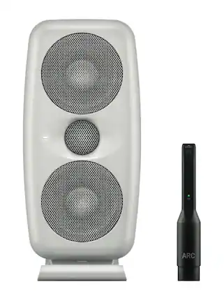 Front. IK Multimedia - High Resolution Compact Studio Monitor, with 3.5" Polypropylene Mid-Woofers & Built-In ARC Calibration System with Mic - Black.