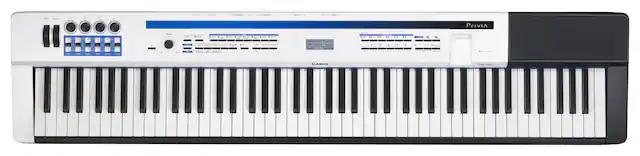 Front. Casio - PX-5S Privia PRO Portable Keyboard with 88 Touch-Sensitive Keys - Black/White.