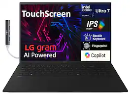 LG - gram Laptop 17.0 WQXGA Display (Intel Ultra 7-258V, 32GB LPDDR5X, 2x 1TB SSD, Win 11 Home) w/USB Hub - Black