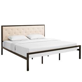 Modway - Mia Fabric King Bed - Brown