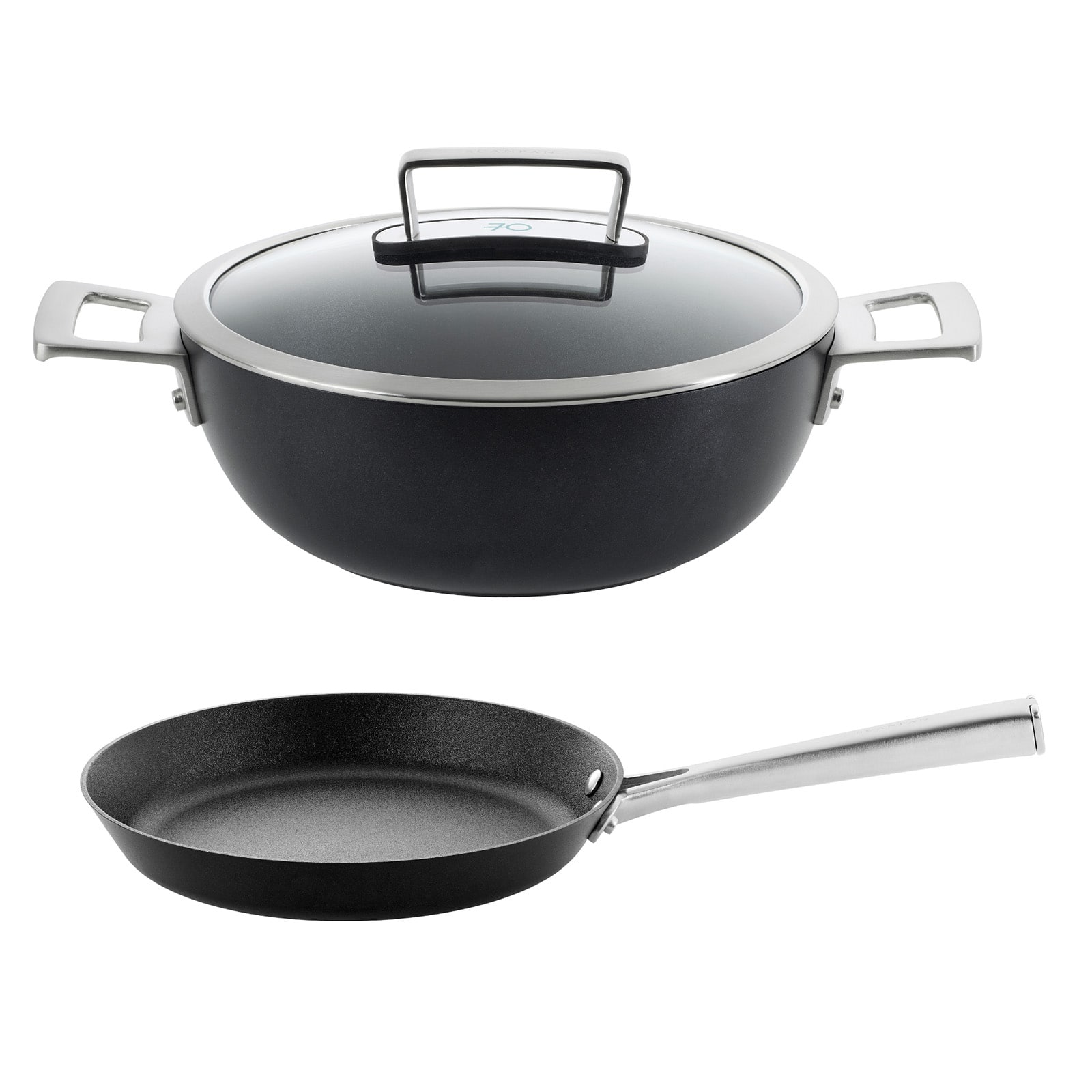 Scanpan - 70th Anniversary 3 Piece Cookware Set with Braiser & 10.25-Inch Skillet - Black